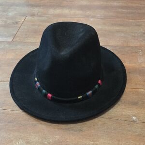 ADORA Black Fedora with Colorful Band